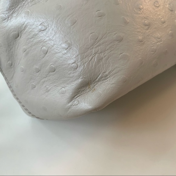 Kate Spade · Victoria Falls Madeline Ostrich Embossed Satchel Stone Taupe Bag - Picture 15 of 17